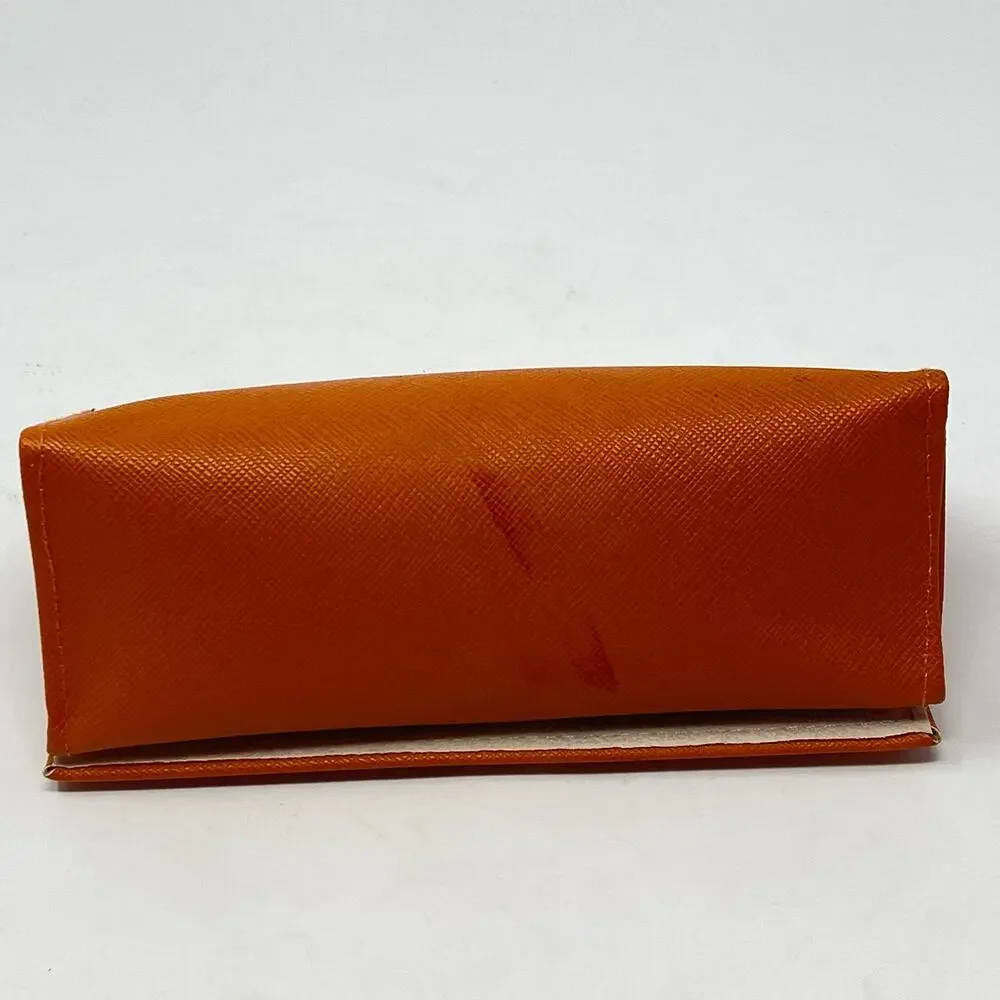 Tory Burch Orange‎ Gold Tone Logo Sunglasses Eyeglasses Case 6.5 x 3.5 Case Only